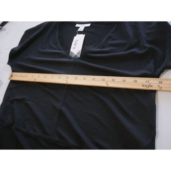 Bar III Women's V-Neck Mixed-Media Mesh Top Black PS - Picture 4 of 8